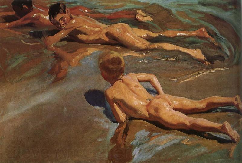 Joaquin Sorolla On the beach kids Norge oil painting art